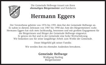 Traueranzeige von Hermann Eggers von KRZ