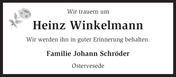 Traueranzeige von Heinz Winkelmann von KRZ