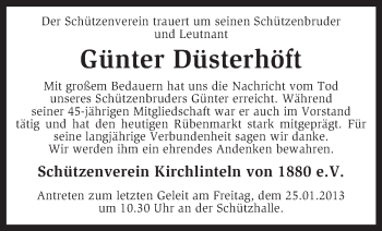 Traueranzeige von Günter Düsterhöft von KRZ