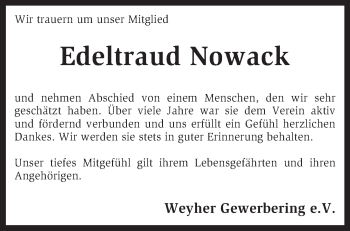 Traueranzeige von Edeltraud Nowack von KRZ