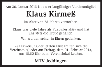 Traueranzeige von Klaus Kirmeß von KRZ