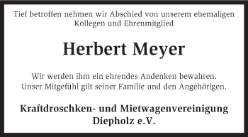 Traueranzeige von Herbert Meyer von KRZ