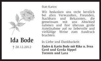 Traueranzeige von Ida Bode von KRZ