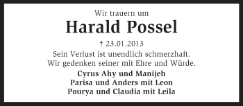 Traueranzeige von Harald Possel von KRZ
