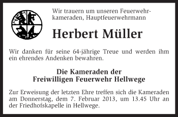 Traueranzeige von Herbert Müller von KRZ