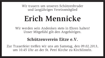 Traueranzeige von Erich Mennicke von KRZ