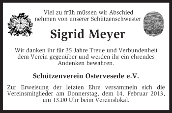 Traueranzeige von Sigrid Meyer von KRZ