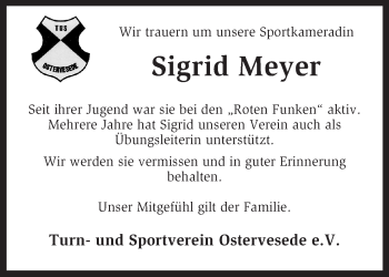 Traueranzeige von Sigrid Meyer von KRZ