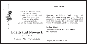 Traueranzeige von Edeltraud Nowack von KRZ