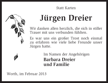 Traueranzeige von Jürgen Dreier von KRZ