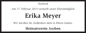 Traueranzeige von Erika Meyer von KRZ