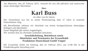 Traueranzeige von Karl Buss von KRZ