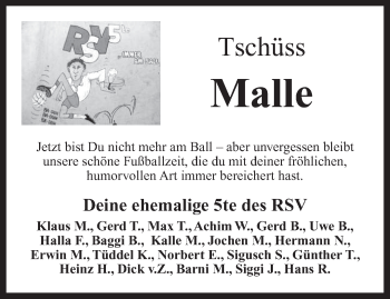 Traueranzeige von Hans-Jürgen Malende von KRZ