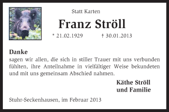 Traueranzeige von Franz Ströll von KRZ