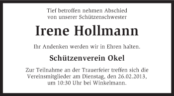 Traueranzeige von Irene Hollmann von KRZ