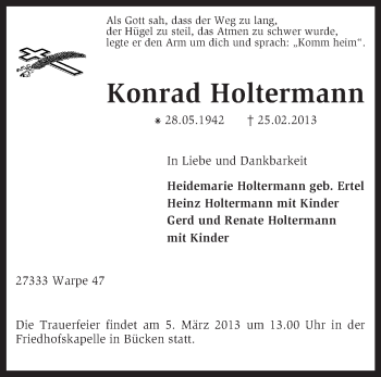 Traueranzeige von Konrad Holtermann von KRZ