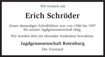 Traueranzeige von Erich Schröder von KRZ