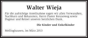 Traueranzeige von Walter Wieja von KRZ