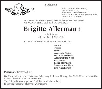 Traueranzeige von Brigitte Allermann von KRZ