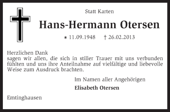 Traueranzeige von Hans-Hermann Otersen von KRZ