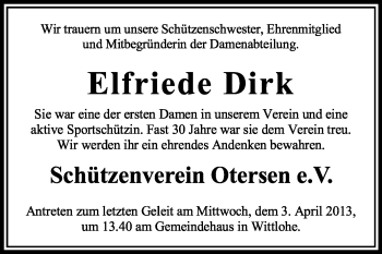 Traueranzeige von Elfriede Dirk von KRZ