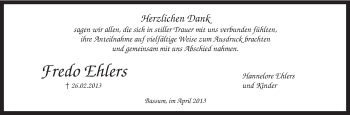 Traueranzeige von Fredo Ehlers von KRZ