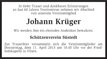 Traueranzeige von Johann Krüger von KRZ