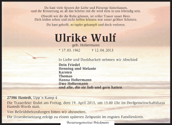 Traueranzeige von Ulrike Wulf von KRZ