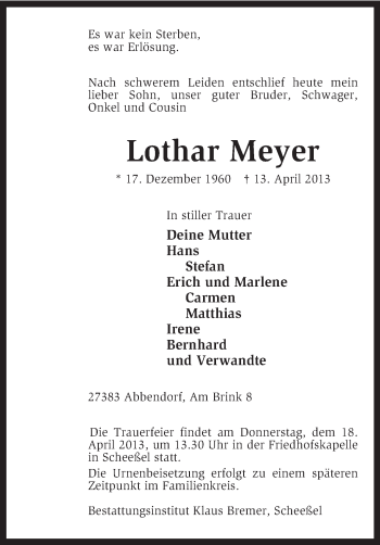 Traueranzeige von Lothar Meyer von KRZ