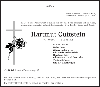 Traueranzeige von Hartmut Guttstein von KRZ