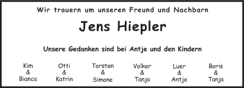 Traueranzeige von Jens Hiepler von KRZ