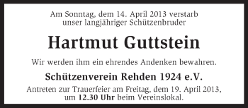 Traueranzeige von Hartmut Guttstein von KRZ