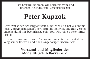 Traueranzeige von Peter Kupzok von KRZ