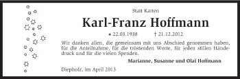 Traueranzeige von Karl-Franz Hoffmann von KRZ