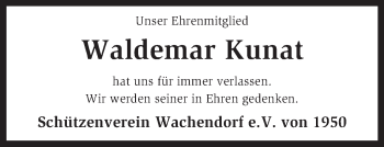 Traueranzeige von Waldemar Kunat von KRZ