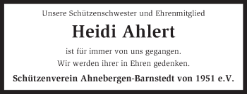 Traueranzeige von Heide Ahlert von KRZ