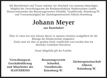 Traueranzeige von Johann Meyer von KRZ