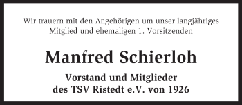 Traueranzeige von Manfred Schierloh von KRZ