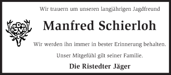 Traueranzeige von Manfred Schierloh von KRZ