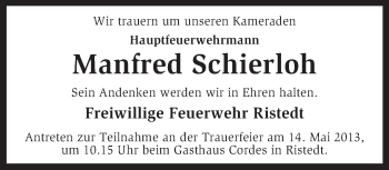 Traueranzeige von Manfred Schierloh von KRZ