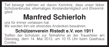 Traueranzeige von Manfred Schierloh von KRZ