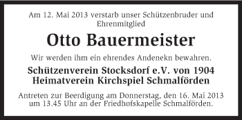 Traueranzeige von Otto Bauermeister von KRZ