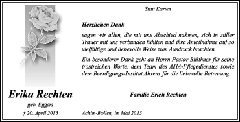 Traueranzeige von Erika Rechten von KRZ