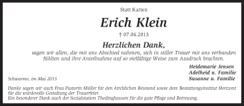 Traueranzeige von Erich Klein von KRZ