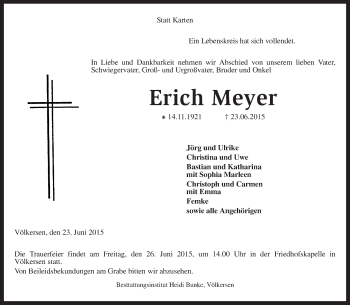 Traueranzeige von Erich Meyer von KRZ