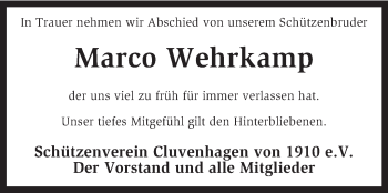 Traueranzeige von Marco Wehrkamp von KRZ