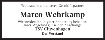 Traueranzeige von Marco Wehrkamp von KRZ