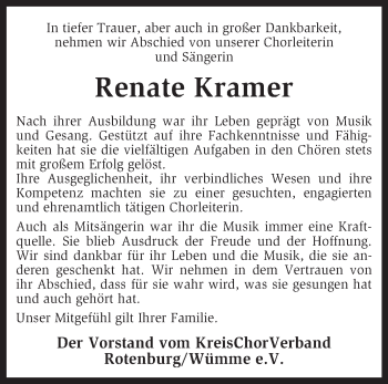 Traueranzeige von Renate Kramer von KRZ