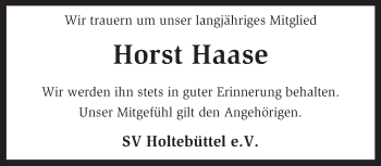 Traueranzeige von Horst Haase von KRZ