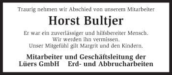 Traueranzeige von Horst Bultjer von KRZ